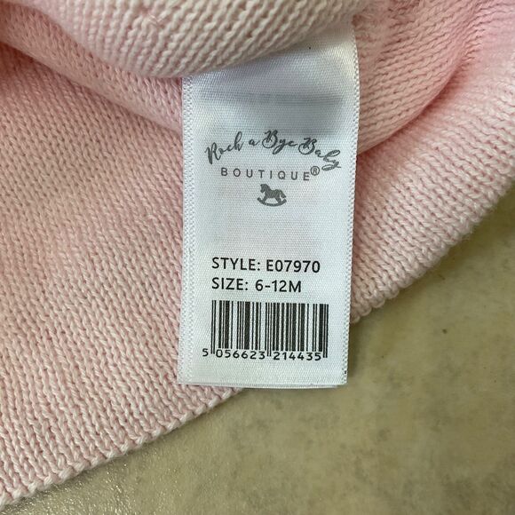Rock A Bye Baby Cardigan Sweater jacket Size 6-12 Months Pink w bows - Picture 9 of 10